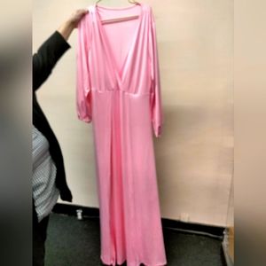 Pink long sleeve slit dress